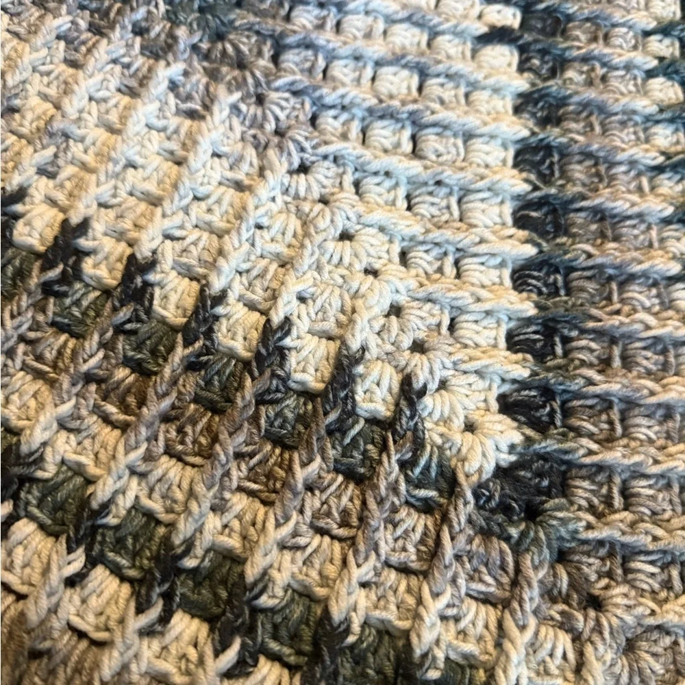 Handmade Cozy Crochet Poncho in Neutral Tones - Picture 5 of 5